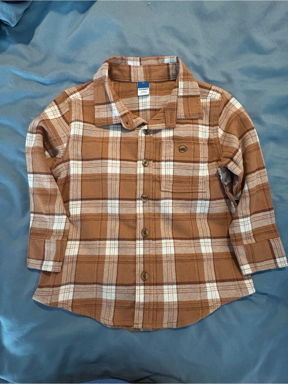 Old Navy Brown and Cream Plaid Button-Down Shirt for Kids